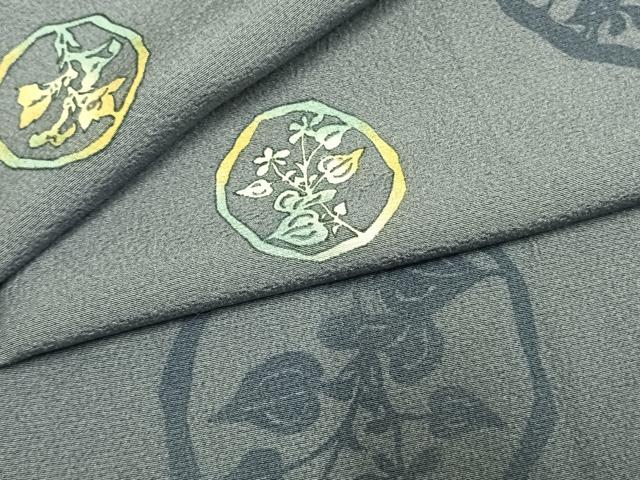 平和屋着物●上質な小紋　型染め　草花丸文　正絹　逸品　AABL3400fy
