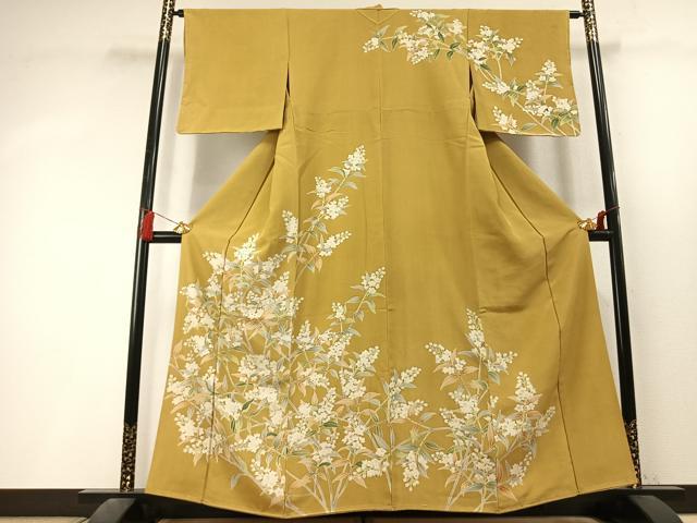 平和屋着物●訪問着　友禅　枝花文　正絹　逸品　AABL3404fy