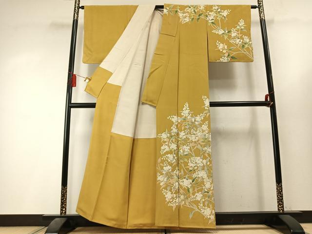 平和屋着物●訪問着　友禅　枝花文　正絹　逸品　AABL3404fy