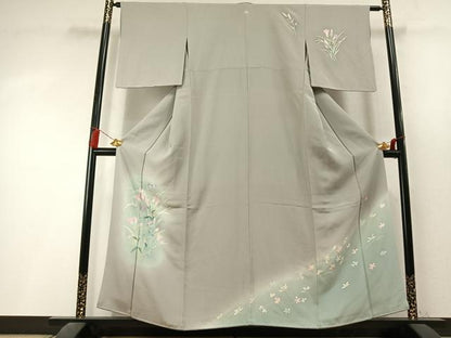 平和屋着物●本加賀友禅作家　野崎徳勝　訪問着　草花文　暈し染め　正絹　逸品　AABL3405fy