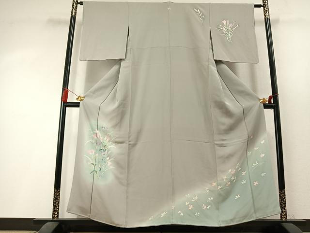 平和屋着物●本加賀友禅作家　野崎徳勝　訪問着　草花文　暈し染め　正絹　逸品　AABL3405fy
