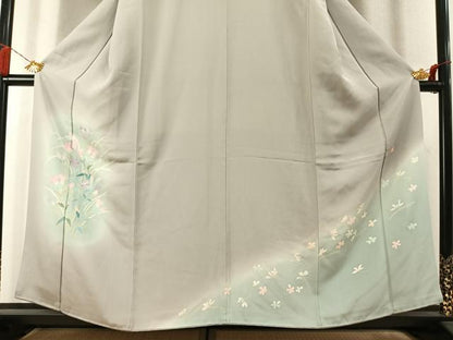 平和屋着物●本加賀友禅作家　野崎徳勝　訪問着　草花文　暈し染め　正絹　逸品　AABL3405fy