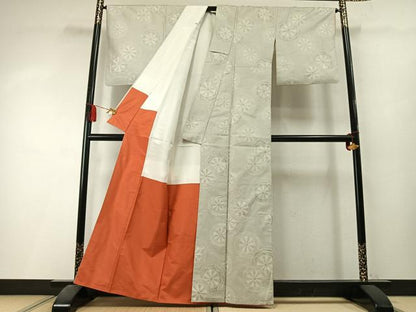 平和屋着物●上質な紬　源氏車　正絹　逸品　AABL3406fy