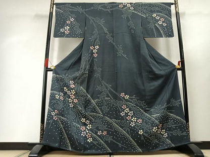 平和屋着物●訪問着　総絞り　舞花文　正絹　逸品　AABL3407fy