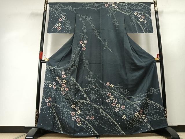 平和屋着物●訪問着　総絞り　舞花文　正絹　逸品　AABL3407fy