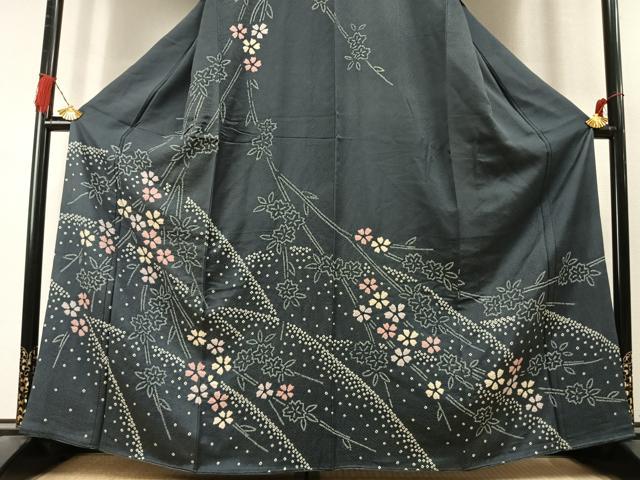 平和屋着物●訪問着　総絞り　舞花文　正絹　逸品　AABL3407fy