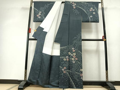 平和屋着物●訪問着　総絞り　舞花文　正絹　逸品　AABL3407fy