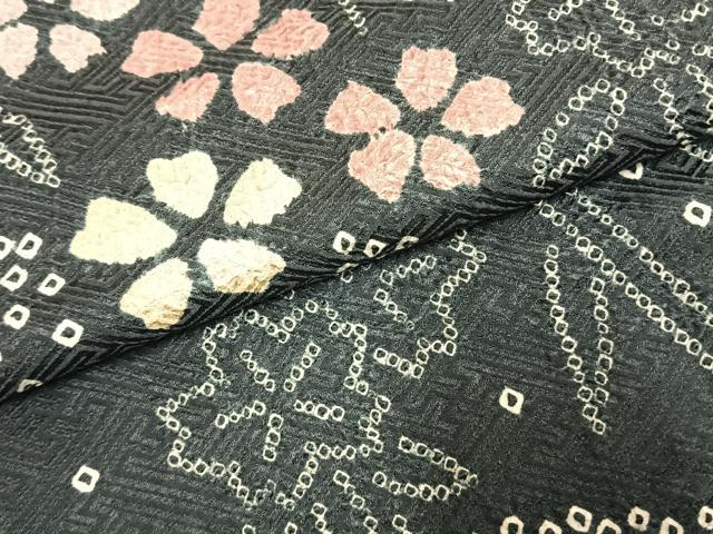 平和屋着物●訪問着　総絞り　舞花文　正絹　逸品　AABL3407fy