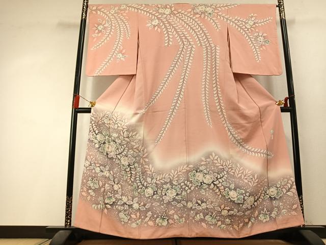 平和屋着物●越後十日町の一流染匠　桐屋・翠山工房　訪問着　絞り　辻が花　暈し染め　正絹　逸品　AABL3408fy