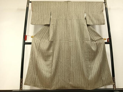 平和屋着物●上質な小紋　杢目絞り　間道　正絹　逸品　AABL3409fy
