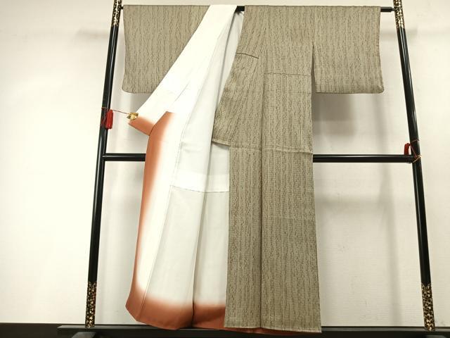 平和屋着物●上質な小紋　杢目絞り　間道　正絹　逸品　AABL3409fy