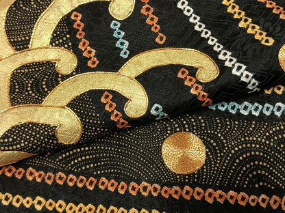 平和屋着物●豪華振袖　絞り　駒刺繍　唐草文　金彩　正絹　逸品　AABL3410fy