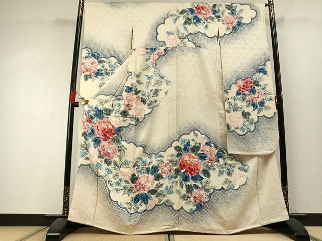 平和屋着物●豪華振袖　絞り　手描き　草花文　暈し染め　正絹　逸品　AABL3411fy