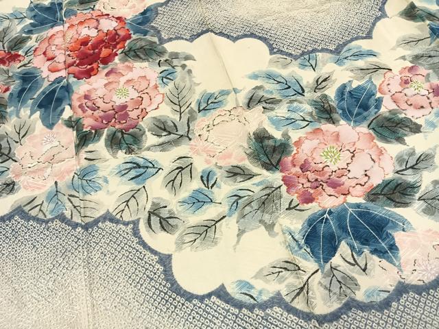 平和屋着物●豪華振袖　絞り　手描き　草花文　暈し染め　正絹　逸品　AABL3411fy
