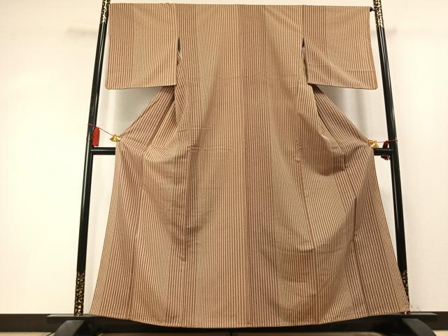平和屋着物●上質な小紋　紬地　竹　正絹　逸品　未使用　AABL3414fy