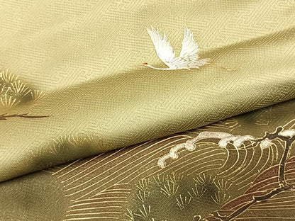 平和屋着物●豪華色留袖　作家物　老松　鶴　暈し染め　金彩　正絹　逸品　未使用　AABL3416fy