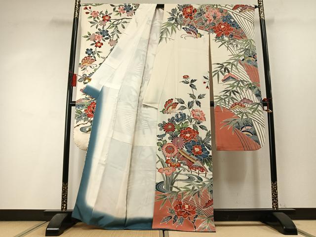 平和屋着物●豪華振袖　紅型　花蝶文　逸品　AABL3417fy