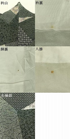 平和屋着物●伝統工芸士 染谷梅治　小紋　切嵌花文　黒地　さが美扱い　正絹　逸品　AABL3421fy