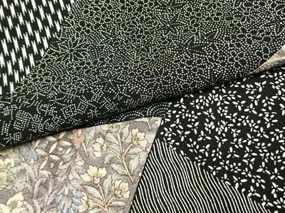 平和屋着物●伝統工芸士 染谷梅治　小紋　切嵌花文　黒地　さが美扱い　正絹　逸品　AABL3421fy