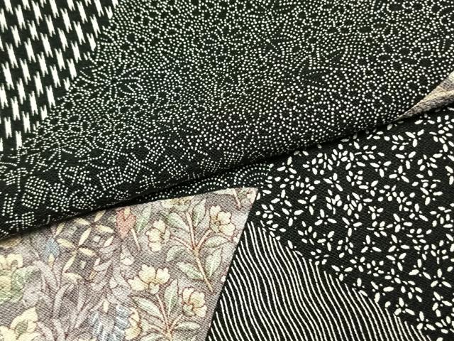 平和屋着物●伝統工芸士 染谷梅治　小紋　切嵌花文　黒地　さが美扱い　正絹　逸品　AABL3421fy
