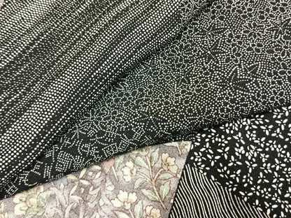平和屋着物●伝統工芸士 染谷梅治　小紋　切嵌花文　黒地　さが美扱い　正絹　逸品　AABL3421fy
