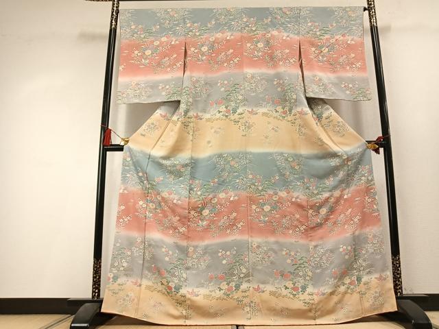 平和屋着物●訪問着　花蝶文　暈し染め　金彩　正絹　逸品　AABL3426fy
