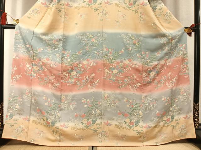 平和屋着物●訪問着　花蝶文　暈し染め　金彩　正絹　逸品　AABL3426fy