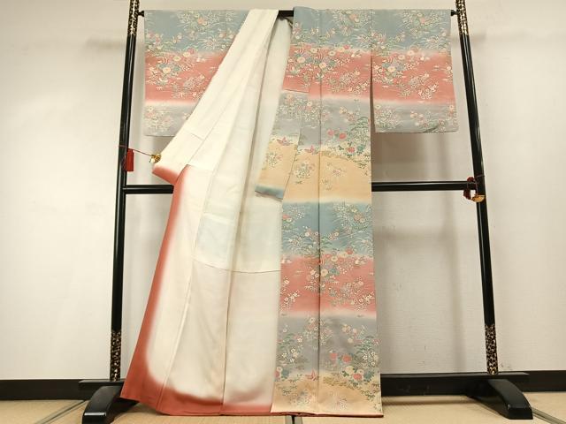 平和屋着物●訪問着　花蝶文　暈し染め　金彩　正絹　逸品　AABL3426fy