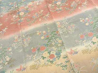 平和屋着物●訪問着　花蝶文　暈し染め　金彩　正絹　逸品　AABL3426fy