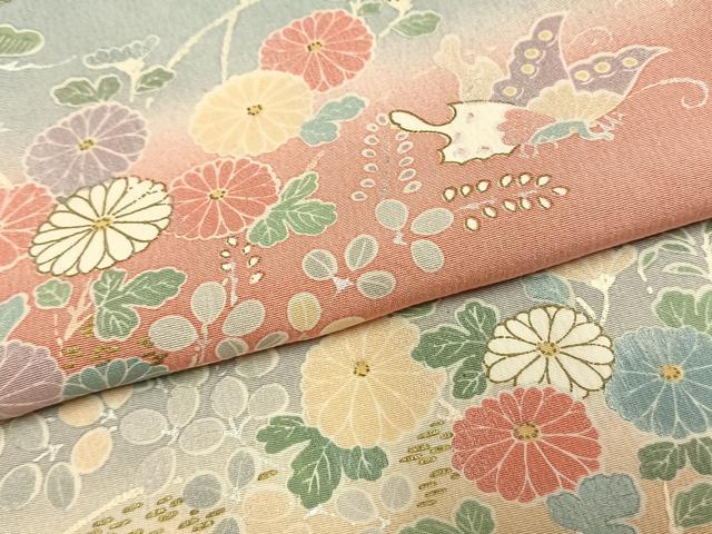 平和屋着物●訪問着　花蝶文　暈し染め　金彩　正絹　逸品　AABL3426fy