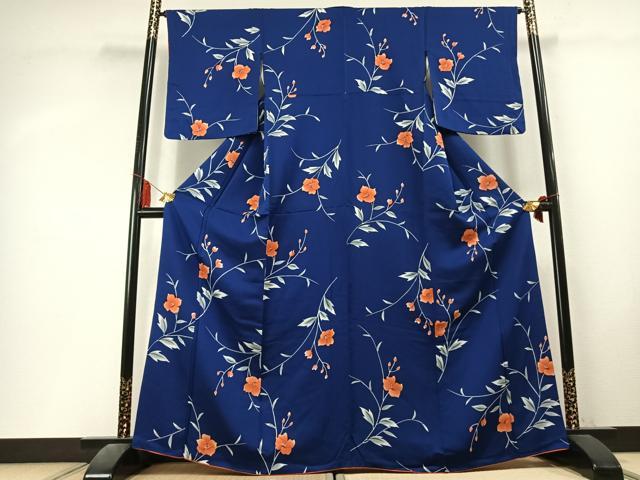 平和屋着物●上質な小紋　草花文　正絹　逸品　未使用　AABL3427fy