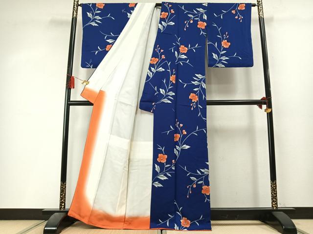 平和屋着物●上質な小紋　草花文　正絹　逸品　未使用　AABL3427fy