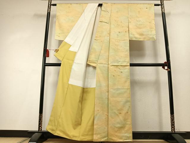 平和屋着物●上質な小紋　地紋起こし　草花文　暈し染め　正絹　逸品　未使用　AABL3428fy