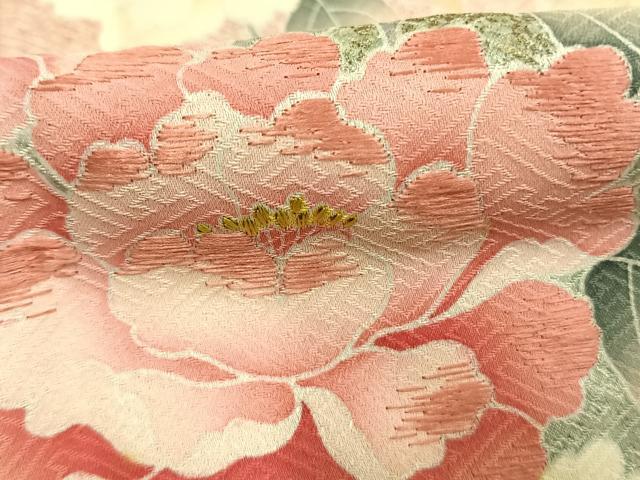 平和屋着物●訪問着　刺繍　鴛鴦花文　暈し染め　金銀彩　正絹　逸品　AABL3430fy