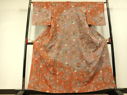 平和屋着物●訪問着　草花文　暈し染め　金彩　正絹　逸品　未使用　AABL3432fy