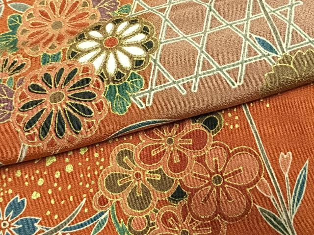 平和屋着物●訪問着　草花文　暈し染め　金彩　正絹　逸品　未使用　AABL3432fy