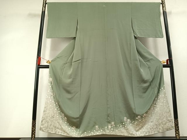 平和屋着物●松尾光琳　色留袖　百人一首　暈し染め　銀彩　鬼しぼ縮緬　正絹　逸品　未使用　AABL3434fy