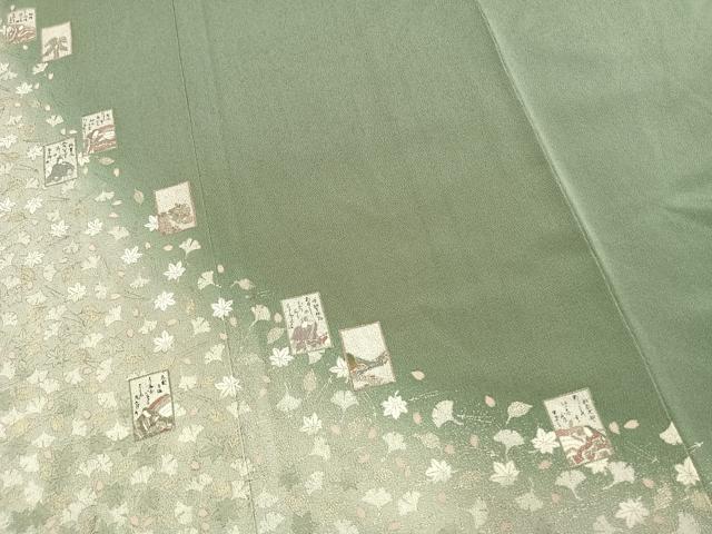 平和屋着物●松尾光琳　色留袖　百人一首　暈し染め　銀彩　鬼しぼ縮緬　正絹　逸品　未使用　AABL3434fy