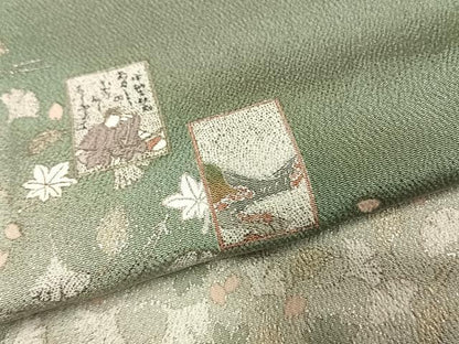平和屋着物●松尾光琳　色留袖　百人一首　暈し染め　銀彩　鬼しぼ縮緬　正絹　逸品　未使用　AABL3434fy