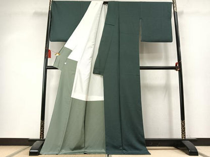 平和屋着物●上質な色無地　丸地紋　虫襖色　ロング丈　正絹　逸品　AABL3435fy