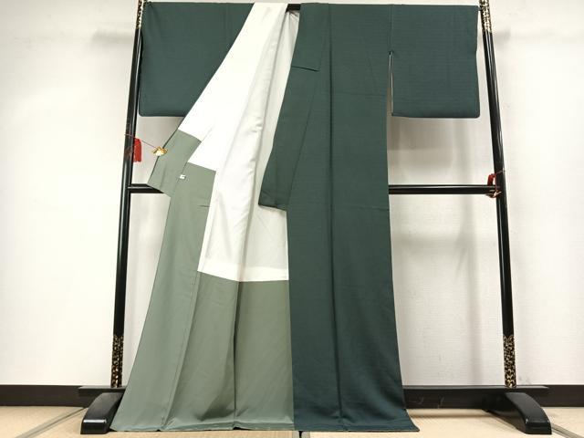 平和屋着物●上質な色無地　丸地紋　虫襖色　ロング丈　正絹　逸品　AABL3435fy