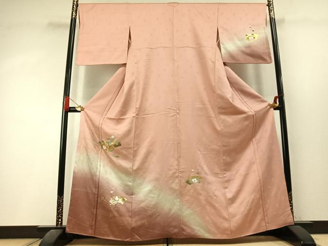 平和屋着物●訪問着　地紙花文　暈し染め　金銀彩　正絹　逸品　未使用　AABL3440fy