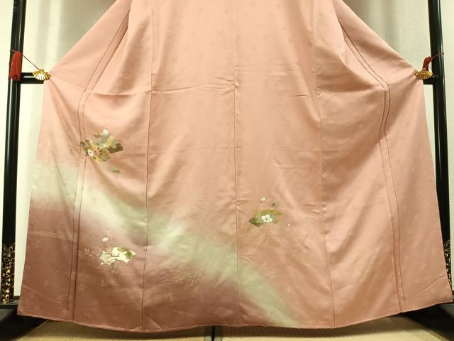 平和屋着物●訪問着　地紙花文　暈し染め　金銀彩　正絹　逸品　未使用　AABL3440fy