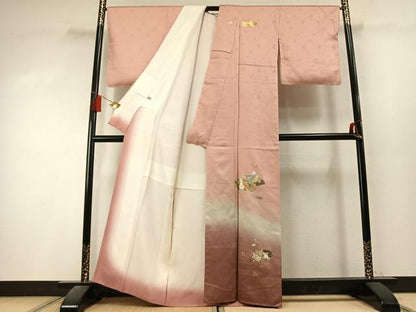 平和屋着物●訪問着　地紙花文　暈し染め　金銀彩　正絹　逸品　未使用　AABL3440fy