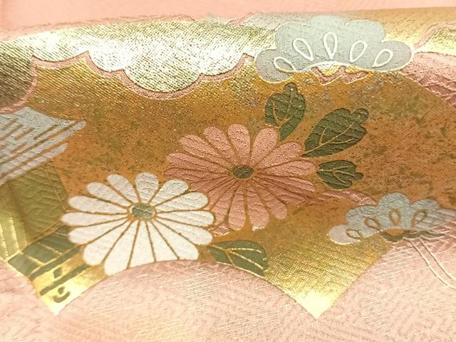 平和屋着物●訪問着　地紙花文　暈し染め　金銀彩　正絹　逸品　未使用　AABL3440fy
