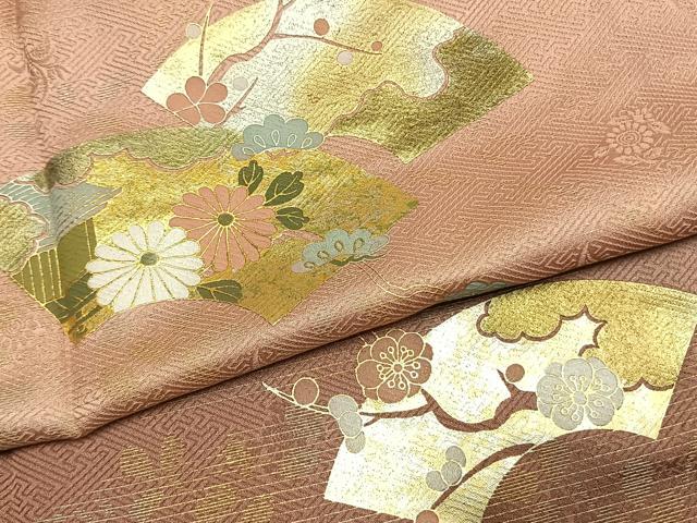 平和屋着物●訪問着　地紙花文　暈し染め　金銀彩　正絹　逸品　未使用　AABL3440fy