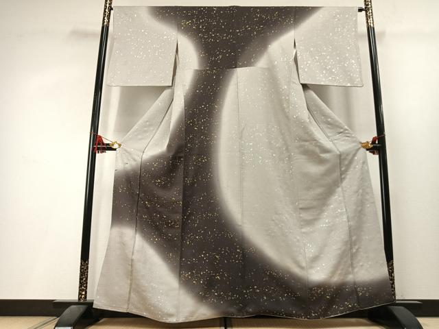 平和屋着物●訪問着　刺繍　散らし文様　暈し染め　金糸　金銀彩　正絹　逸品　AABL3444fy