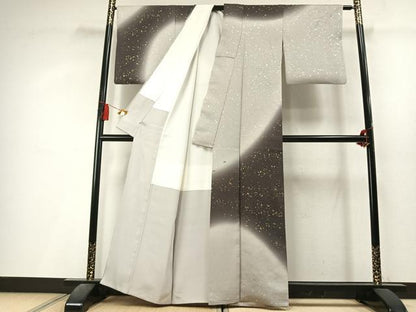 平和屋着物●訪問着　刺繍　散らし文様　暈し染め　金糸　金銀彩　正絹　逸品　AABL3444fy