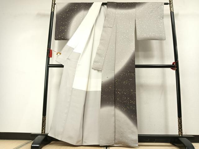 平和屋着物●訪問着　刺繍　散らし文様　暈し染め　金糸　金銀彩　正絹　逸品　AABL3444fy