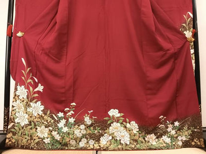 平和屋着物●豪華振袖　草花文　暈し染め　金彩　正絹　逸品　AABL3450fy
